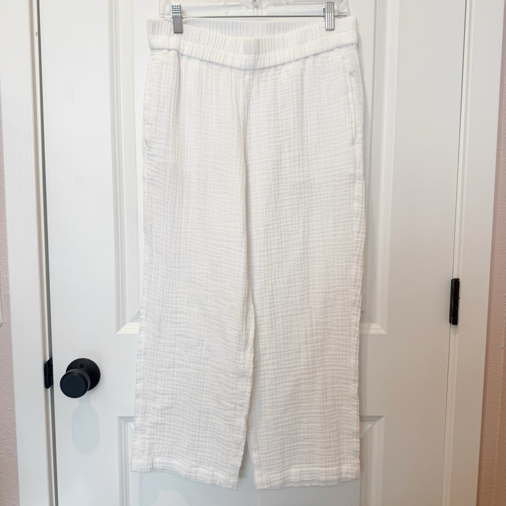 Eileen Fisher Womens Organic Cotton Gauze Pants Size Small Sustainable Coastal